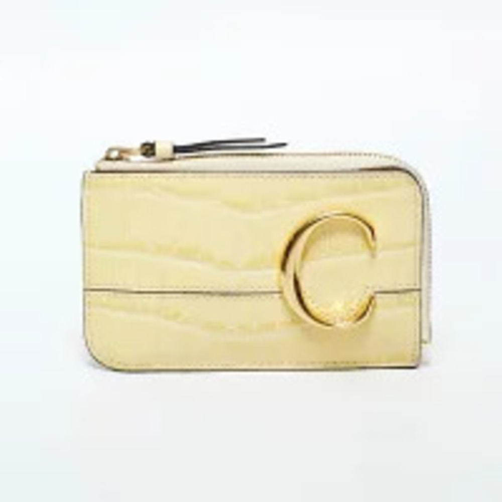 Chloe Fragment Case Coin Purse Embossed Yellow